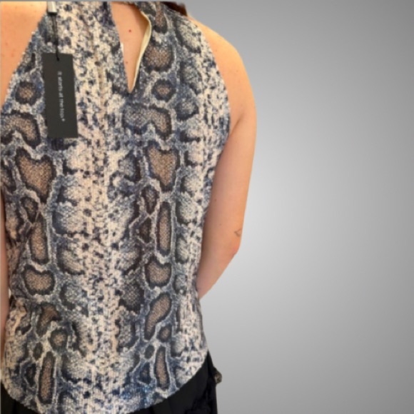 NWT Shimmering Sequined Snake Print Halter Tank Top - Picture 3 of 9